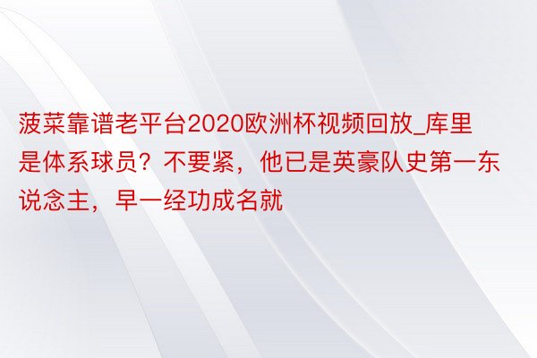 菠菜靠谱老平台2020欧洲杯视频回放_库里是体系球员？不要紧，他已是英豪队史第一东说念主，早一经功成名就