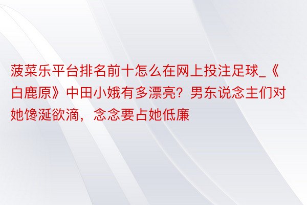 菠菜乐平台排名前十怎么在网上投注足球_《白鹿原》中田小娥有多漂亮？男东说念主们对她馋涎欲滴，念念要占她低廉